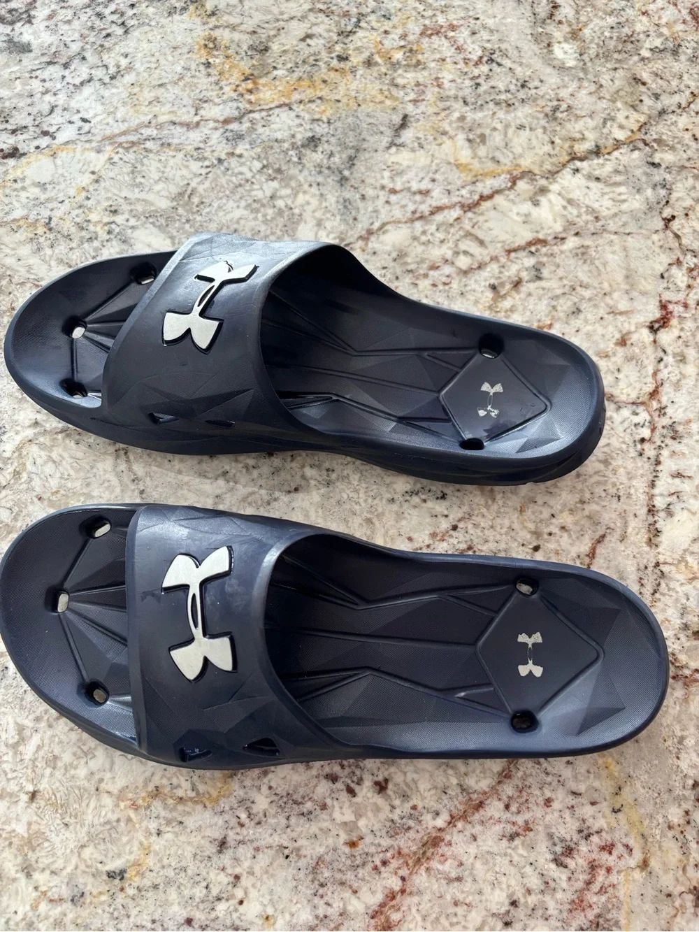 Under Armour Dark Navy Slide Sandals with White Logo